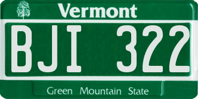 VT license plate BJI322
