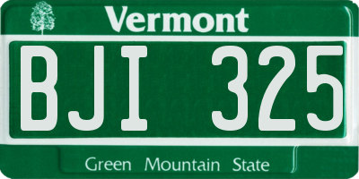 VT license plate BJI325