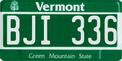 VT license plate BJI336
