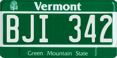 VT license plate BJI342