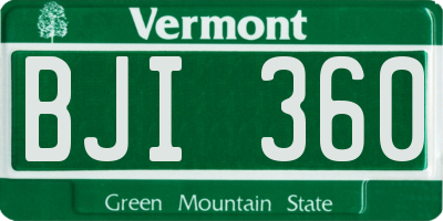 VT license plate BJI360