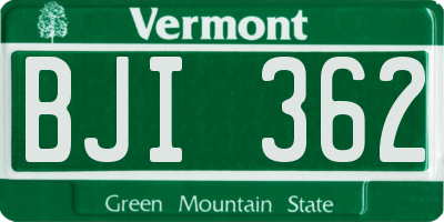 VT license plate BJI362