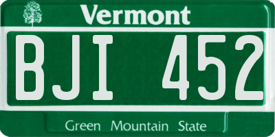 VT license plate BJI452