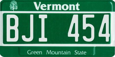 VT license plate BJI454