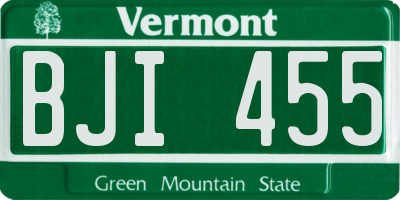 VT license plate BJI455