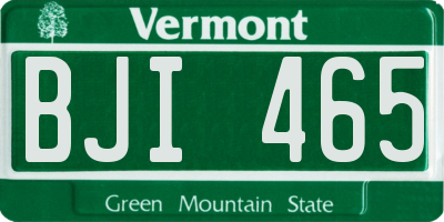 VT license plate BJI465