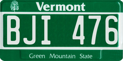 VT license plate BJI476