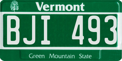 VT license plate BJI493