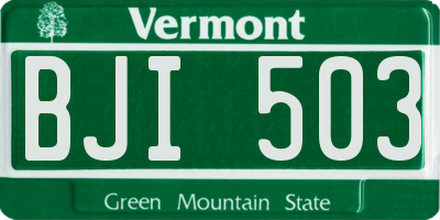 VT license plate BJI503
