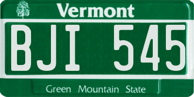 VT license plate BJI545