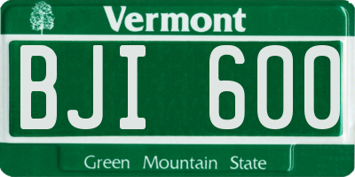 VT license plate BJI600