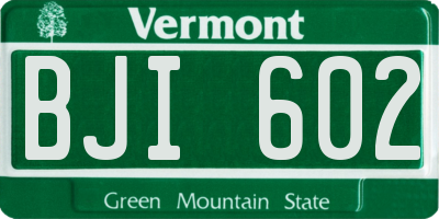 VT license plate BJI602