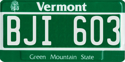VT license plate BJI603