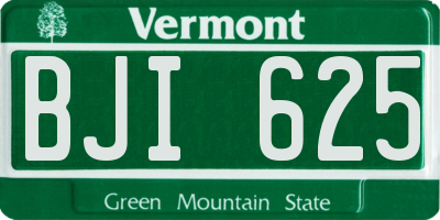 VT license plate BJI625