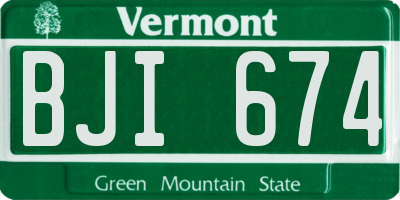 VT license plate BJI674