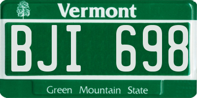 VT license plate BJI698