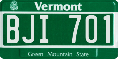 VT license plate BJI701