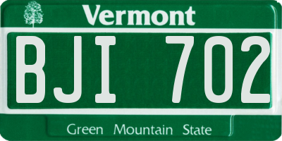 VT license plate BJI702
