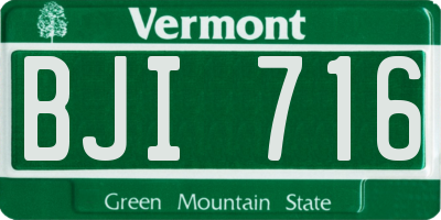 VT license plate BJI716