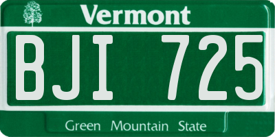 VT license plate BJI725
