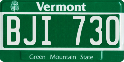VT license plate BJI730