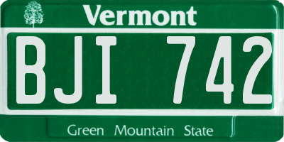 VT license plate BJI742