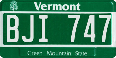 VT license plate BJI747