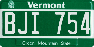 VT license plate BJI754