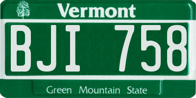 VT license plate BJI758