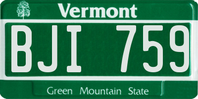 VT license plate BJI759