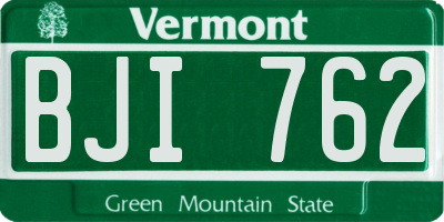 VT license plate BJI762