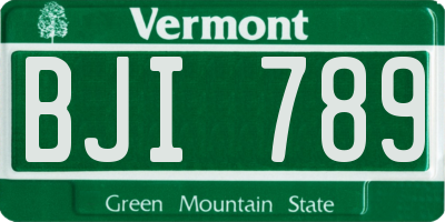 VT license plate BJI789