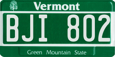 VT license plate BJI802