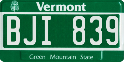 VT license plate BJI839