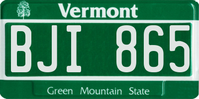 VT license plate BJI865