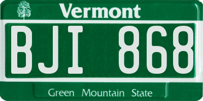 VT license plate BJI868