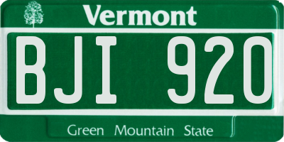 VT license plate BJI920