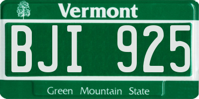 VT license plate BJI925