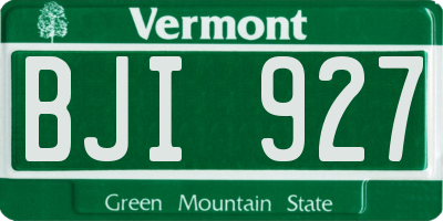 VT license plate BJI927