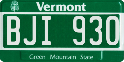 VT license plate BJI930