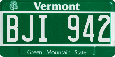 VT license plate BJI942