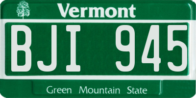 VT license plate BJI945