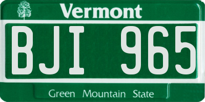 VT license plate BJI965