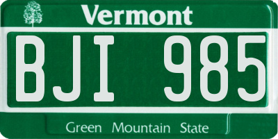 VT license plate BJI985