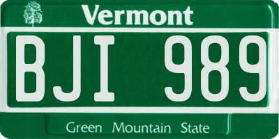 VT license plate BJI989