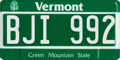 VT license plate BJI992