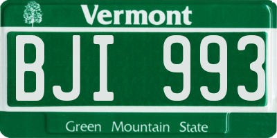 VT license plate BJI993