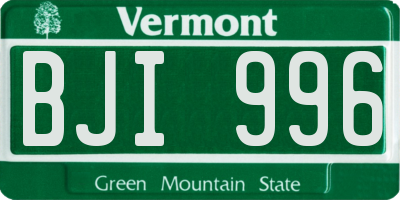 VT license plate BJI996