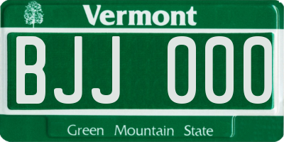 VT license plate BJJ000