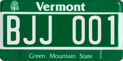 VT license plate BJJ001